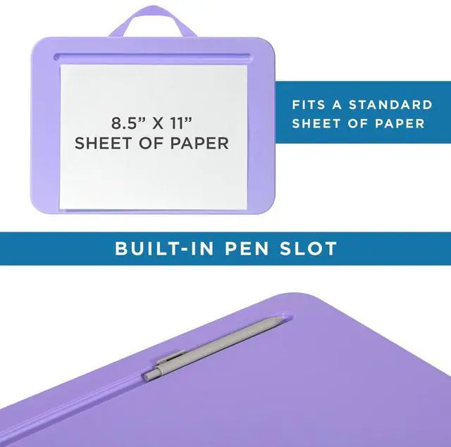 Alt view image 4 of 7 - Compact Lap Desk Purple Amethyst, Fits 14" Laptops Microbead Cushion, Built-In Pencil Slot, Carry Handle, Fits Standard Letter-Size Paper (8.5" × 11")