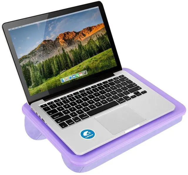 Alt view image 7 of 7 - Compact Lap Desk Purple Amethyst, Fits 14" Laptops Microbead Cushion, Built-In Pencil Slot, Carry Handle, Fits Standard Letter-Size Paper (8.5" × 11")