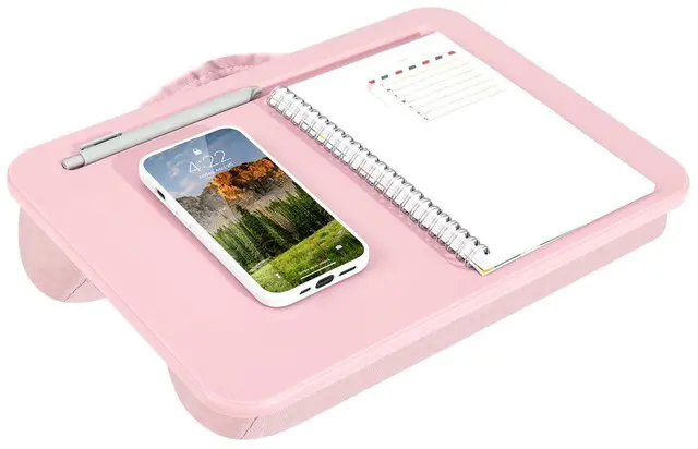 Main image of Compact Lap Desk Rose Quartz, Fits 14" Laptops Microbead Cushion, Built-In Pencil Slot, Carry Handle, Fits Standard Letter-Size Paper (8.5" × 11")
