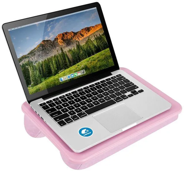 Alt view image 7 of 7 - Compact Lap Desk Rose Quartz, Fits 14" Laptops Microbead Cushion, Built-In Pencil Slot, Carry Handle, Fits Standard Letter-Size Paper (8.5" × 11")
