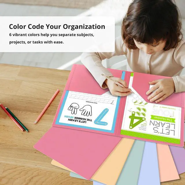 Alt view image 3 of 7 - Plastic Folders with Pockets (18 Pack, Assorted Pastel Colors), 2-Pocket Folders with Business Card Slot, Heavy Duty, Fit Letter Size Documents, Perfect for School, Office & Business
