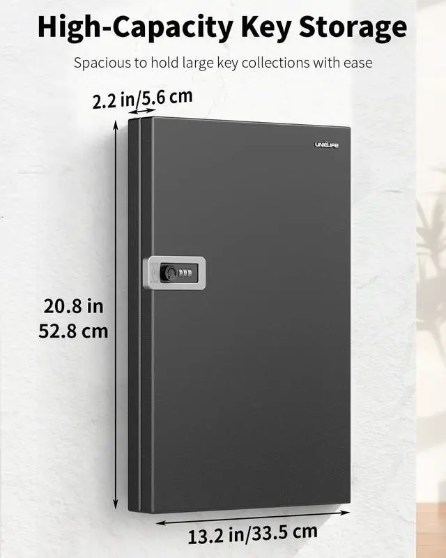 Alt view image 2 of 7 - Key Lock Box with Code, 72 Keys Capacity Wall mount key box, steel key cabinet, 3 digit combination lock, writable key racks & tags, office hotel & company