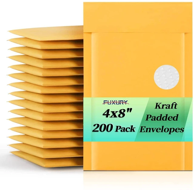 Main image of Bubble Mailers 4x8" 200 Pack Kraft Padded Envelopes Usable Size 4x7" Strong Self Seal Padded Mailers, Thick Bubble Envelopes for Shipping Stickers,Trading Cards,Photos,Small Business #000 Yellow