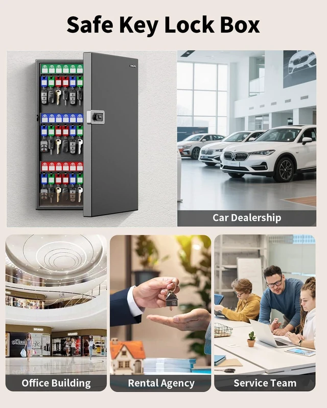 Alt view image 7 of 7 - Key Lock Box with Code, 72 Keys Capacity Wall mount key box, steel key cabinet, 3 digit combination lock, writable key racks & tags, office hotel & company