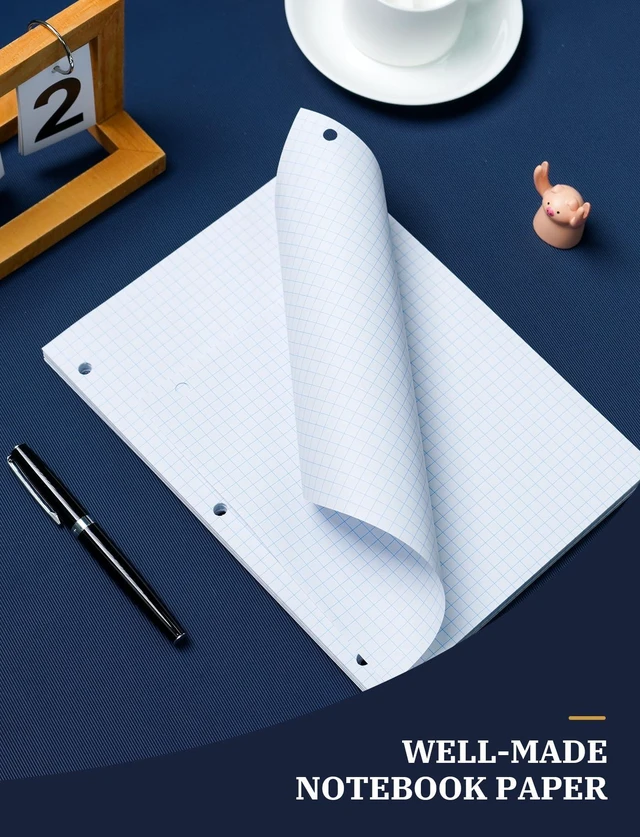 Alt view image 5 of 7 - 260 Sheets Loose Leaf Paper, 4x4 Graph Ruled, 8''x 10.5'' Filler Paper 3-Hole Punched Binder Paper, Quad Ruled Graph Paper 8 x 10-1/2, Quadrille Graph Paper Loose Leaf Bulk with 3-Ring for Binder