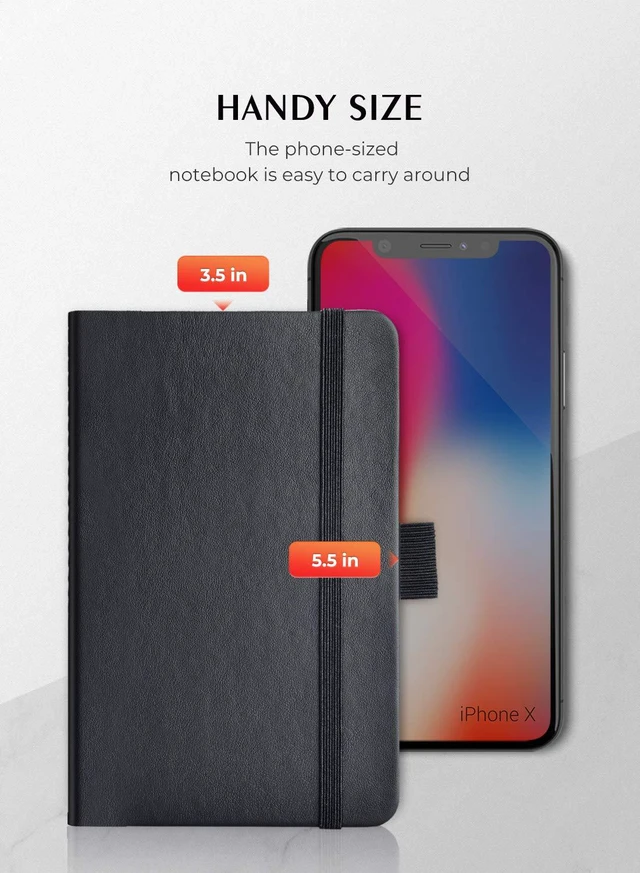 Alt view image 7 of 7 - Pocket Notebook 3.7" x 5.7" Small Notebook 8 Pack Black