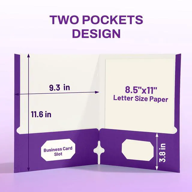 Alt view image 2 of 7 - Folders with Pockets 3 Hole Punched(50 Pack, Purple), 2 Pocket Folders Fit Letter Size Paper, Paper File Folder for School Office Home Business