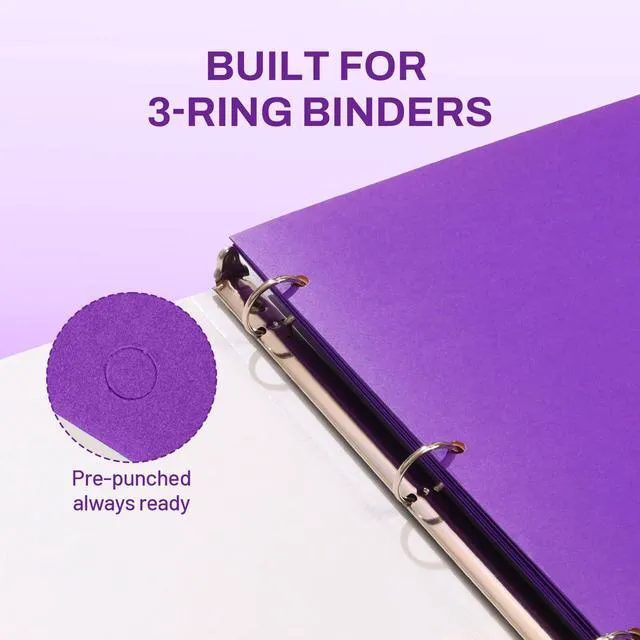 Alt view image 4 of 7 - Folders with Pockets 3 Hole Punched(50 Pack, Purple), 2 Pocket Folders Fit Letter Size Paper, Paper File Folder for School Office Home Business
