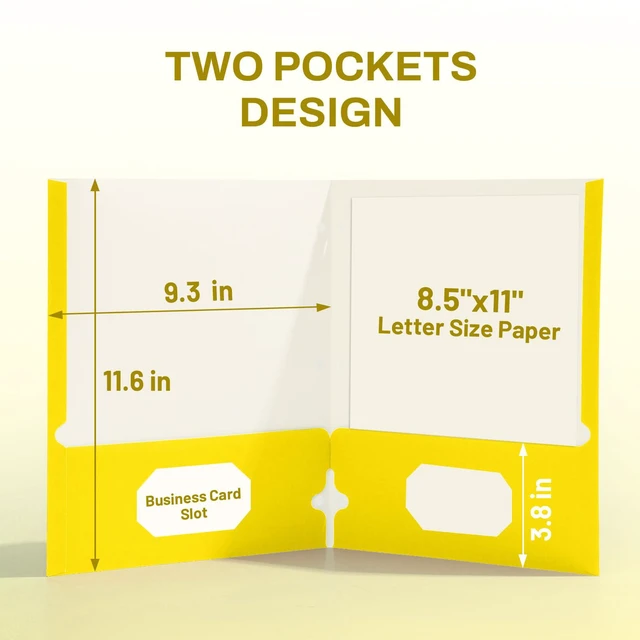 Alt view image 2 of 7 - Folders with Pockets 3 Hole Punched(50 Pack, Yellow), 2 Pocket Folders Fit Letter Size Paper, Paper File Folder for School Office Home Business