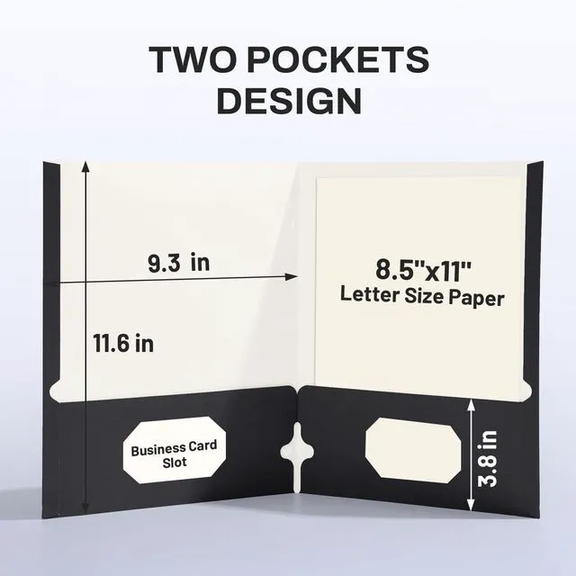 Alt view image 2 of 7 - Folders with Pockets 3 Hole Punched(50 Pack, Black), 2 Pocket Folders Fit Letter Size Paper, Paper File Folder for School Office Home Business