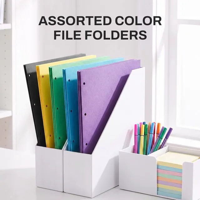 Alt view image 5 of 7 - Folders with Pockets 3 Hole Punched(50 Pack, Black), 2 Pocket Folders Fit Letter Size Paper, Paper File Folder for School Office Home Business