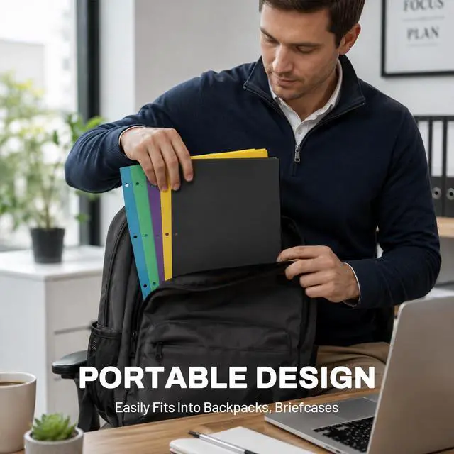 Alt view image 6 of 7 - Folders with Pockets 3 Hole Punched(50 Pack, Black), 2 Pocket Folders Fit Letter Size Paper, Paper File Folder for School Office Home Business