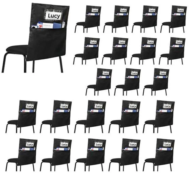 Main image of 24 Pack Chair Pockets for Classrooms - Seat Sacks Organizer for K-2 Students, Durable Fabric Storage Pockets for School Supplies & Books