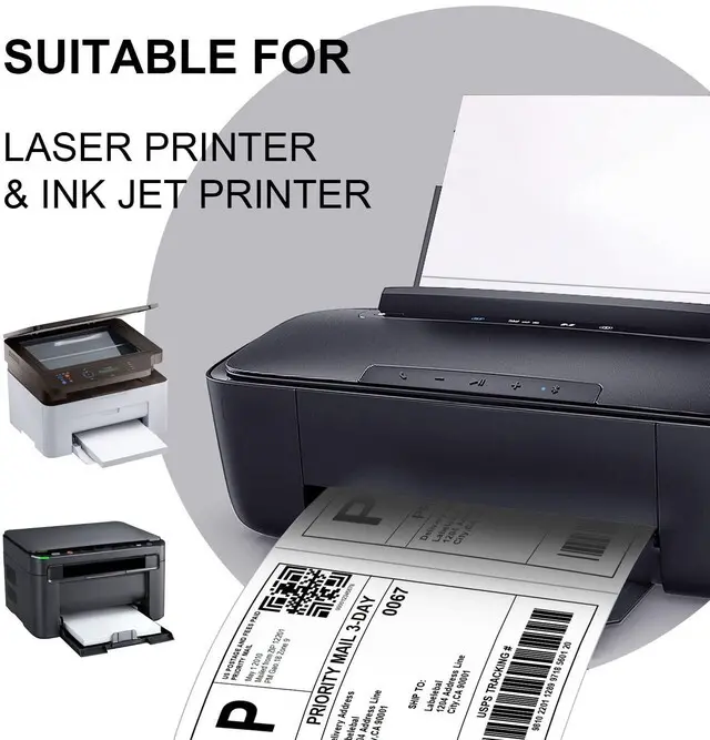 Alt view image 4 of 7 - (1000 Labels/500 Sheets) Half Sheet Self Adhesive Shipping Labels for Laser & Inkjet Printers, 8.5" x 5.5" Shipping Mailing Labels, 2 Per Page Shipping Labels, 5 1/2 x 8 1/2 Half Sheet Labels