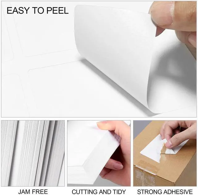 Alt view image 3 of 7 - (4000 Labels/500 Sheets) Self Adhesive Name Tag Stickers, 8 Labels per Sheet, A4 Stickers 3-3/8" x 2-1/3" for Inkjet/Laser Printers, White Sticker Shipping/Mailing Labels