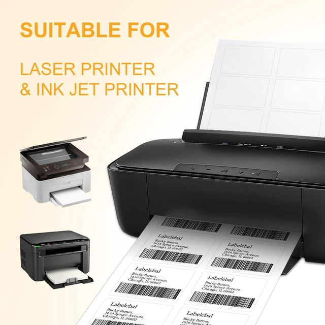 Alt view image 4 of 7 - (4000 Labels/500 Sheets) Self Adhesive Name Tag Stickers, 8 Labels per Sheet, A4 Stickers 3-3/8" x 2-1/3" for Inkjet/Laser Printers, White Sticker Shipping/Mailing Labels