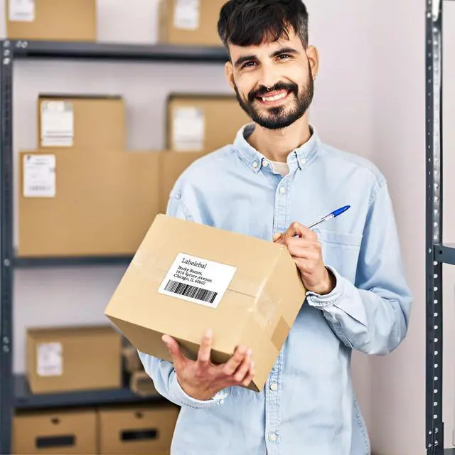 Alt view image 6 of 7 - (4000 Labels/500 Sheets) Self Adhesive Name Tag Stickers, 8 Labels per Sheet, A4 Stickers 3-3/8" x 2-1/3" for Inkjet/Laser Printers, White Sticker Shipping/Mailing Labels