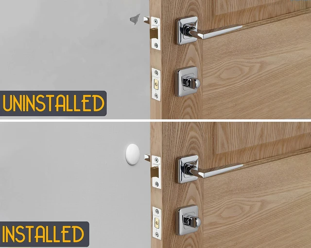 Alt view image 2 of 7 - ® Door Stoppers - Small 1.57" (12 Pack) - Strong Adhesive Backing Quiet & Shock Absorbing Silicone Door Stoppers for Walls - Door Knob Wall Protector - Door Stop Bumper - Prevent Wall Damage