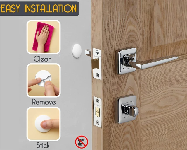 Alt view image 3 of 7 - ® Door Stoppers - Small 1.57" (12 Pack) - Strong Adhesive Backing Quiet & Shock Absorbing Silicone Door Stoppers for Walls - Door Knob Wall Protector - Door Stop Bumper - Prevent Wall Damage