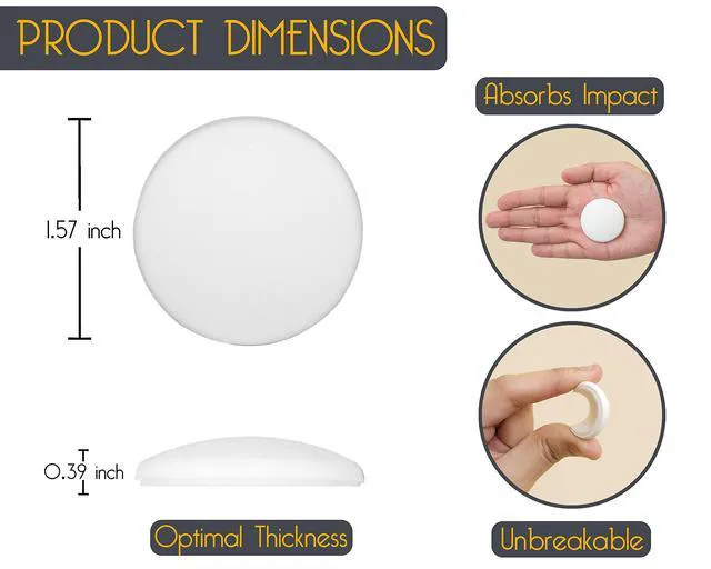 Alt view image 4 of 7 - ® Door Stoppers - Small 1.57" (12 Pack) - Strong Adhesive Backing Quiet & Shock Absorbing Silicone Door Stoppers for Walls - Door Knob Wall Protector - Door Stop Bumper - Prevent Wall Damage