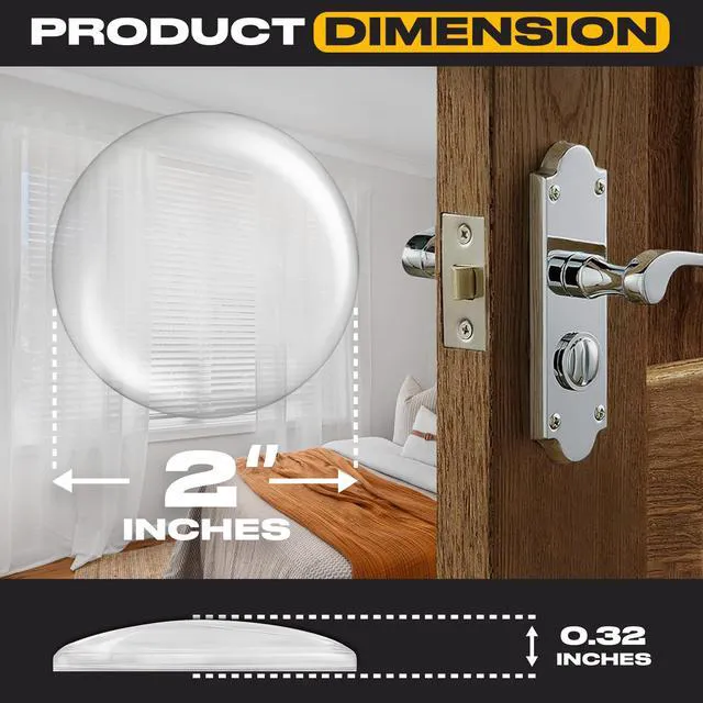 Alt view image 2 of 7 - ® Door Stoppers - Medium 2" (12 Pack) - Strong Adhesive Backing Quiet & Shock Absorbing Silicone Door Stoppers for Walls - Door Knob Wall Protector - Door Stop Bumper - Prevent Wall Damage