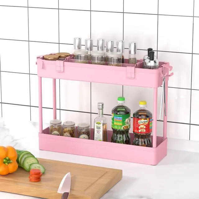 Alt view image 6 of 6 - Slim Storage Cart 3 Tier,Bathroom Organizer Rolling Utility,Mobile Shelving Unit Slide Out for Office, Kitchen, Laundry Room & Narrow Places,Pink