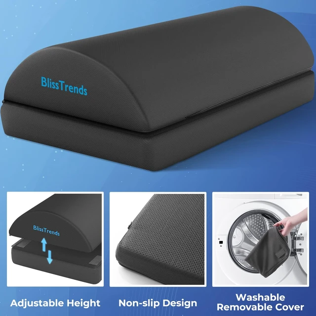 Alt view image 4 of 7 - Foot Rest Under Desk, Foot Stool with 2 Adjustable Heights Comfortable Footrest with Washable Cover for Car,Home and Office to Relieve Back,Lumbar,Knee Pain(XX-Large, Gray)