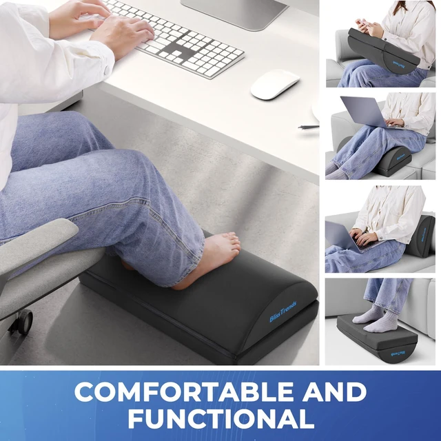 Alt view image 6 of 7 - Foot Rest Under Desk, Foot Stool with 2 Adjustable Heights Comfortable Footrest with Washable Cover for Car,Home and Office to Relieve Back,Lumbar,Knee Pain(XX-Large, Gray)