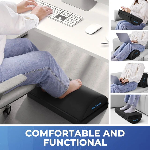 Alt view image 6 of 7 - Foot Rest Under Desk, Foot Stool with 2 Adjustable Heights Comfortable Footrest with Washable Cover for Car,Home and Office to Relieve Back,Lumbar,Knee Pain(XX-Large, Black)