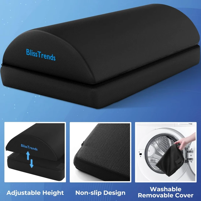 Alt view image 4 of 7 - Foot Rest Under Desk, Foot Stool with 2 Adjustable Heights Comfortable Footrest with Washable Cover for Car,Home and Office to Relieve Back,Lumbar,Knee Pain(XX-Large, Black)