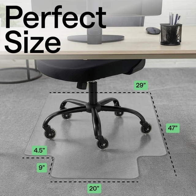 Alt view image 6 of 7 - Office Chair Mat for Carpet Floors, Heavy Duty 29x47 Clear Lip Easy Glide Slip Resistant Mats Under Desk, Carpeted Floor Protector for Work and Gaming Rolling Chairs, Computer Accessories