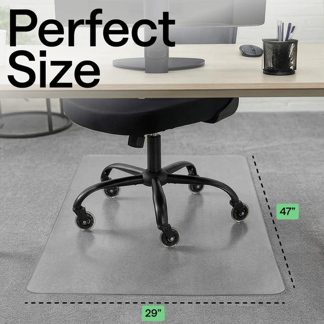 Alt view image 6 of 7 - Office Chair Mat for Carpet Floors, Heavy Duty, 29x47 Clear Easy Glide Slip Resistant Mats Under Desk, Carpeted Floor Protector for Work and Gaming Rolling Chairs, Computer Accessories