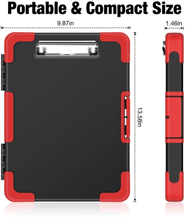 Alt view image 6 of 7 - Toughest Clipboard with Storage, Clip Boards 8.5x11 with Pen Pouch Rubber Corner, Heavy Duty, Extra Nylon Pouch, High Capacity, Organization Box Case for Contractor Trucker Driver, Letter Size