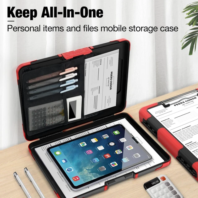 Alt view image 4 of 7 - Toughest Clipboard with Storage, Clip Boards 8.5x11 with Pen Pouch Rubber Corner, Heavy Duty, Extra Nylon Pouch, High Capacity, Organization Box Case for Contractor Trucker Driver, Letter Size