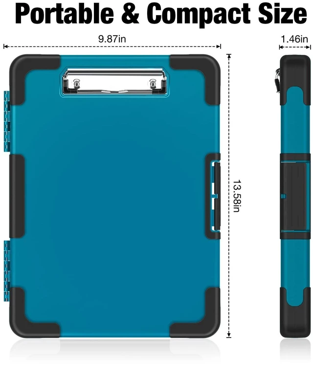 Alt view image 6 of 7 - Toughest Clipboard with Storage, Clip Boards 8.5x11 with Pen Pouch Rubber Corner, Heavy Duty, Extra Nylon Pouch, High Capacity, Organization Box Case for Contractor Trucker Driver, Letter Size
