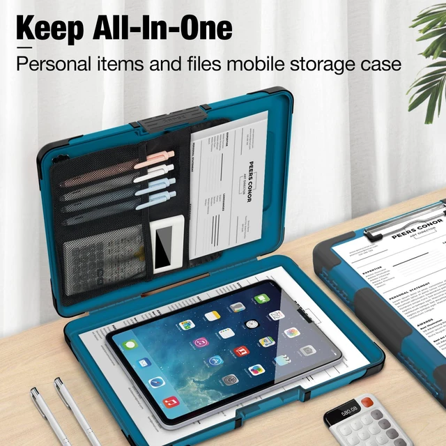 Alt view image 5 of 7 - Toughest Clipboard with Storage, Clip Boards 8.5x11 with Pen Pouch Rubber Corner, Heavy Duty, Extra Nylon Pouch, High Capacity, Organization Box Case for Contractor Trucker Driver, Letter Size