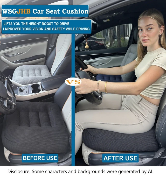 Alt view image 4 of 7 - Large Seat Cushion, Extra Thick Booster 20x20x6 inchs, Black Seat Cushions for Office Chairs Long Sitting Office Workers, Car Drivers, Relieves Back Pain, Breathable, Anti-Slip