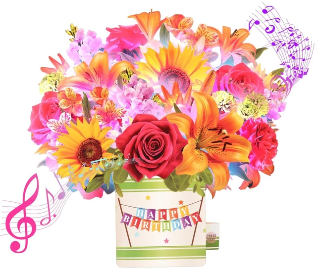 Main image of Birthday Cards for Women,Music and Light 10Inch Sunflower Bouquet 3D Popup Birthday Gift Card for Women Mom Wife Daughter Sister(Blank Notecard & Envelope)