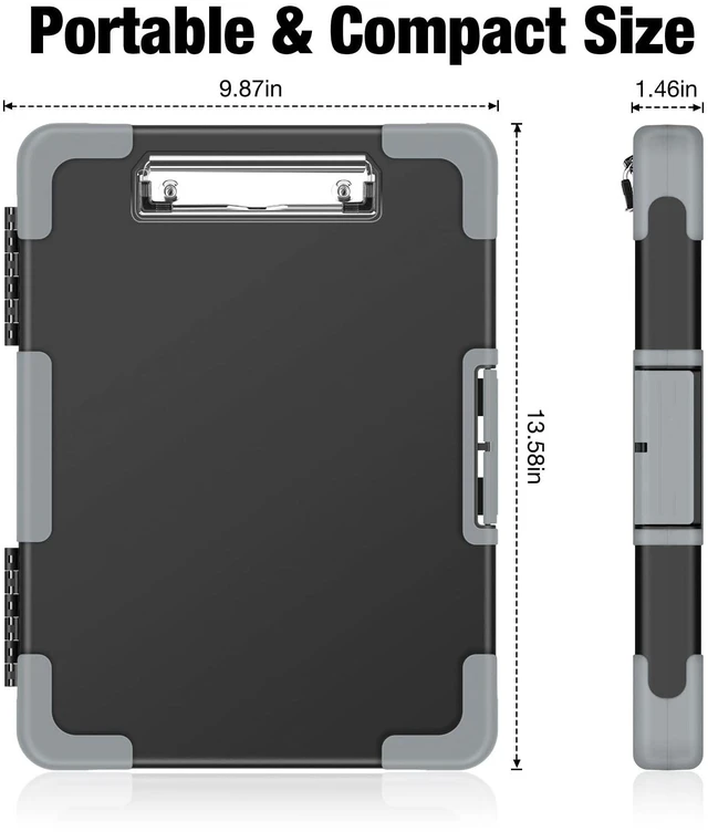 Alt view image 6 of 7 - Toughest Clipboard with Storage, Clip Boards 8.5x11 with Pen Pouch Rubber Corner, Heavy Duty, Extra Nylon Pouch, High Capacity, Organization Box Case for Contractor Trucker Driver, Letter Size