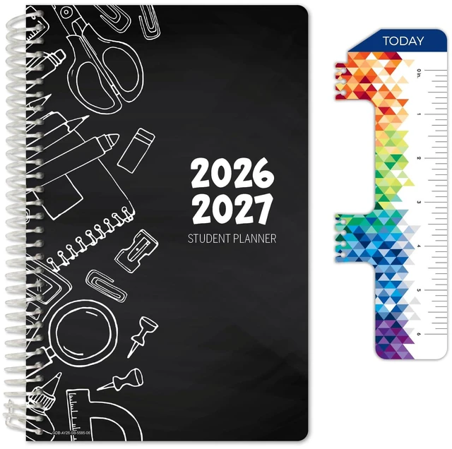 Main image of 2026-2027 Middle & High School Student Planner 5.5" x 8.5" - Dated Weekly & Monthly Academic Planner with Ruler/Bookmark & Stickers, Ideal for Homework, Block Style, Doodles