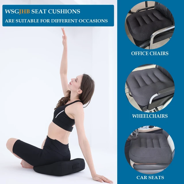 Alt view image 6 of 7 - Large Seat Cushion, Extra Thick Booster 20x20x6 inchs, Black Seat Cushions for Office Chairs Long Sitting Office Workers, Car Drivers, Relieves Back Pain, Breathable, Anti-Slip