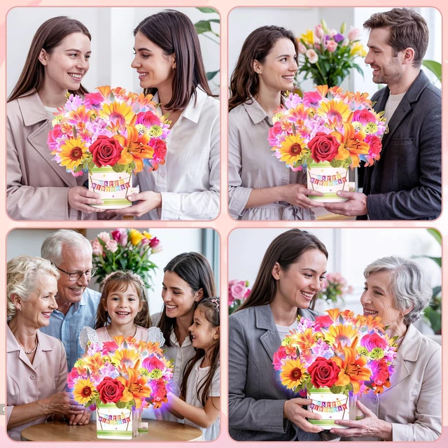 Alt view image 4 of 7 - Birthday Cards for Women,Music and Light 10Inch Sunflower Bouquet 3D Popup Birthday Gift Card for Women Mom Wife Daughter Sister(Blank Notecard & Envelope)