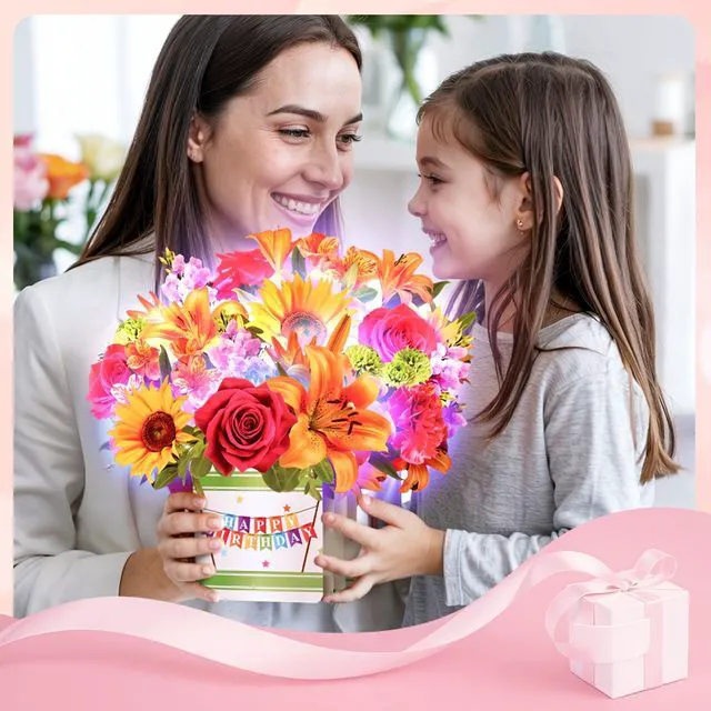 Alt view image 5 of 7 - Birthday Cards for Women,Music and Light 10Inch Sunflower Bouquet 3D Popup Birthday Gift Card for Women Mom Wife Daughter Sister(Blank Notecard & Envelope)