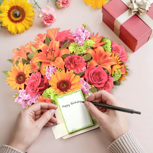 Alt view image 6 of 7 - Birthday Cards for Women,Music and Light 10Inch Sunflower Bouquet 3D Popup Birthday Gift Card for Women Mom Wife Daughter Sister(Blank Notecard & Envelope)
