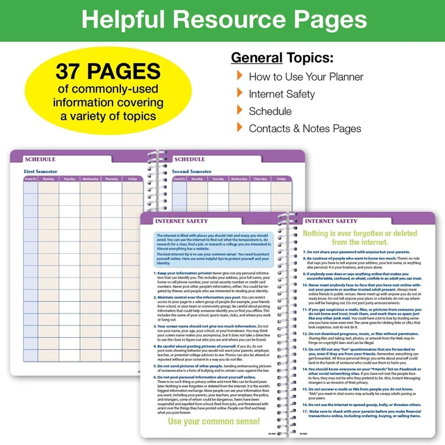 Alt view image 6 of 7 - 2026-2027 Middle & High School Student Planner 5.5" x 8.5" - Dated Weekly & Monthly Academic Planner with Ruler/Bookmark & Stickers, Ideal for Homework, Block Style, Rainbow Linen