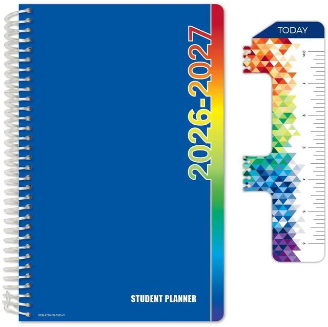 Main image of 2026-2027 Middle & High School Student Planner 5.5" x 8.5" - Dated Weekly & Monthly Academic Planner with Ruler/Bookmark & Stickers, Ideal for Homework, Block Style, Blue Colors