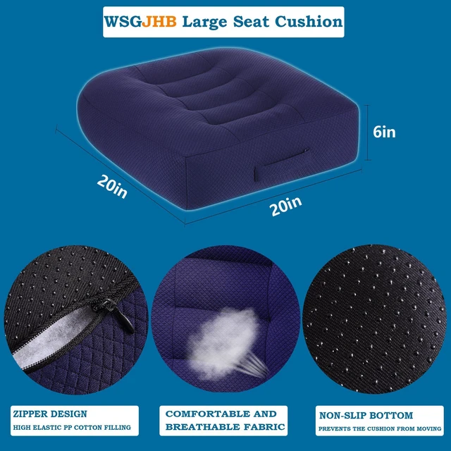 Alt view image 3 of 6 - Large Seat Cushion, Extra Thick Booster Seat Cushions Long Sitting Office Chair Cushion Long Sitting Office Workers, Car Drivers, Relieves Back Pain, Breathable, Anti-Slip, 20x20x6 inchs
