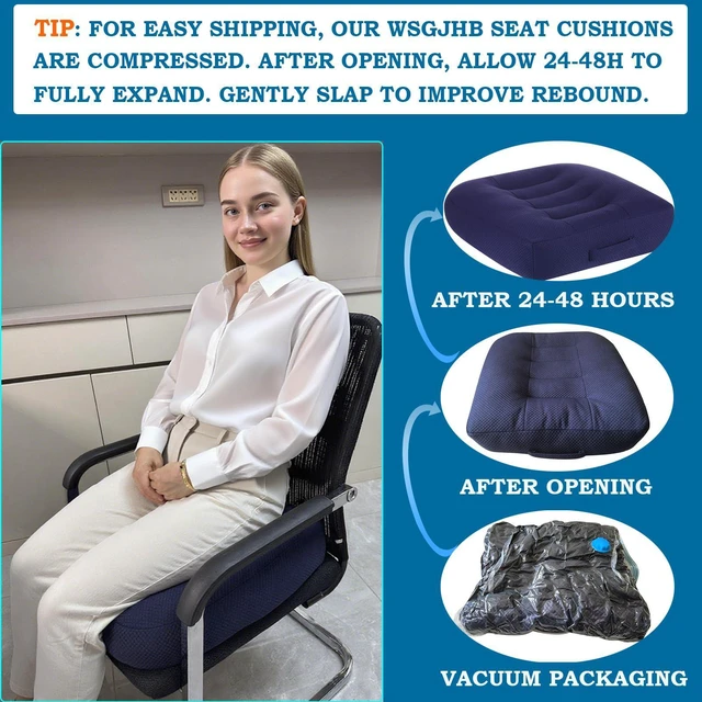 Alt view image 6 of 6 - Large Seat Cushion, Extra Thick Booster Seat Cushions Long Sitting Office Chair Cushion Long Sitting Office Workers, Car Drivers, Relieves Back Pain, Breathable, Anti-Slip, 20x20x6 inchs