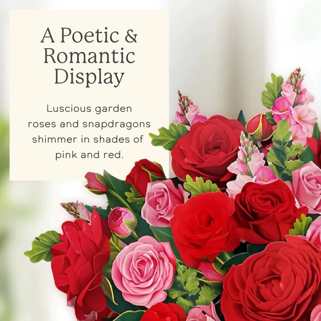 Alt view image 3 of 6 - Grande Blooming Roses 20.5 Inch Life-Sized 3D Pop Up Cards Anniversary, Valentine's Day, Mothers Day, Thank You, Gifts for Mom and Her Includes Notecard and Envelope