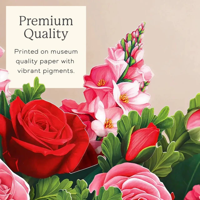 Alt view image 5 of 6 - Grande Blooming Roses 20.5 Inch Life-Sized 3D Pop Up Cards Anniversary, Valentine's Day, Mothers Day, Thank You, Gifts for Mom and Her Includes Notecard and Envelope